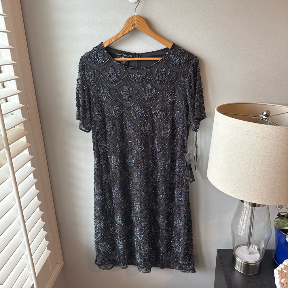 Pisarro Nights‎ Beaded Cocktail Midi Dress NWT
